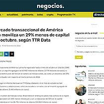El mercado transaccional de Amrica Latina moviliza un 29% menos de capital hasta octubre, segn TTR Data